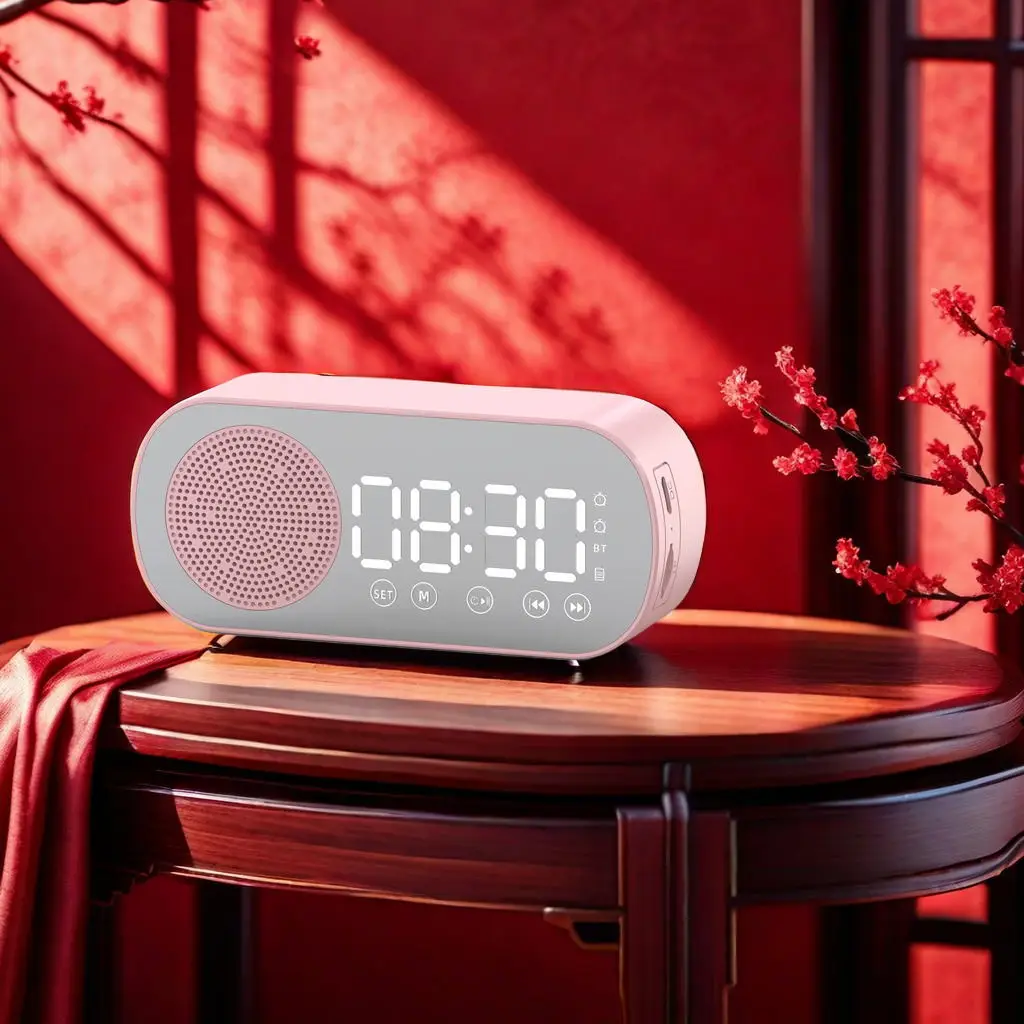 Bluetooth Connection Clock Double Alarm Clock Bluetooth Speaker Clock Hifi Sound Quality Fm Radio  for Portable Outdoor Lawn