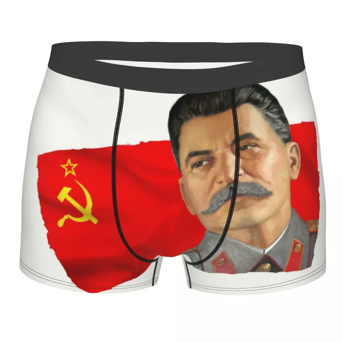 Josef Stalin And USSR Flag Underwear Men Breathbale Russia Soviet Union Boxer Briefs Shorts Panties Soft Underpants For Male