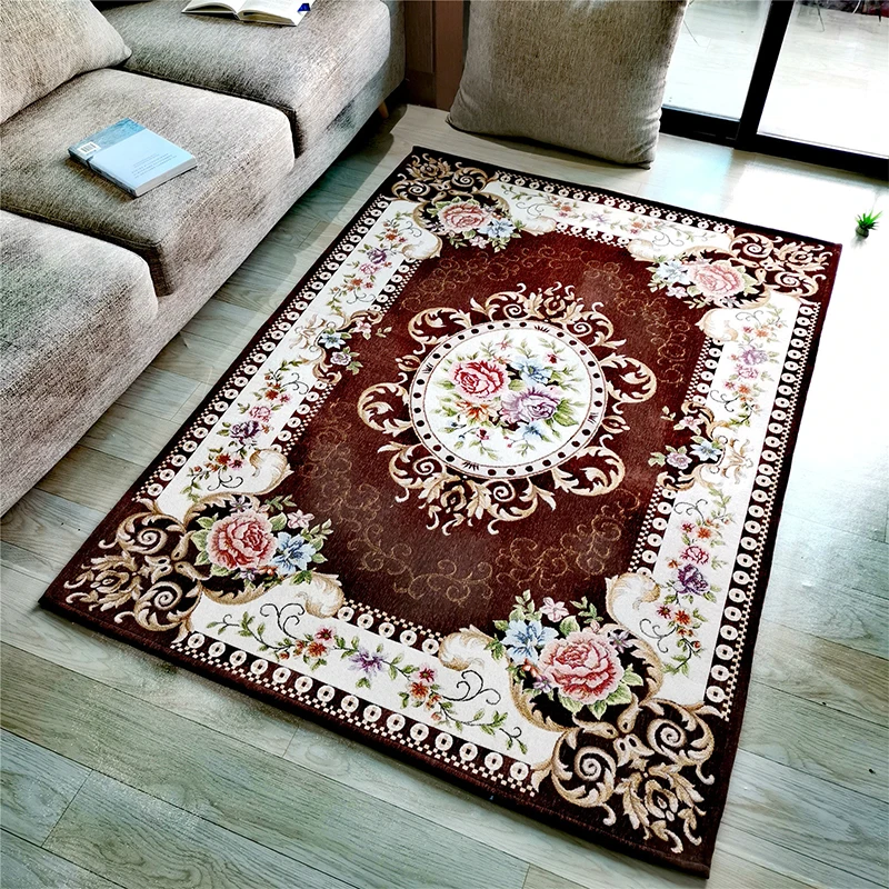 

European Style Floor Carpet For Living Room Big Size Brown Bedroom Area Rug Non-Slip Kids Room Carpet Kitchen Floor Mat Doormat