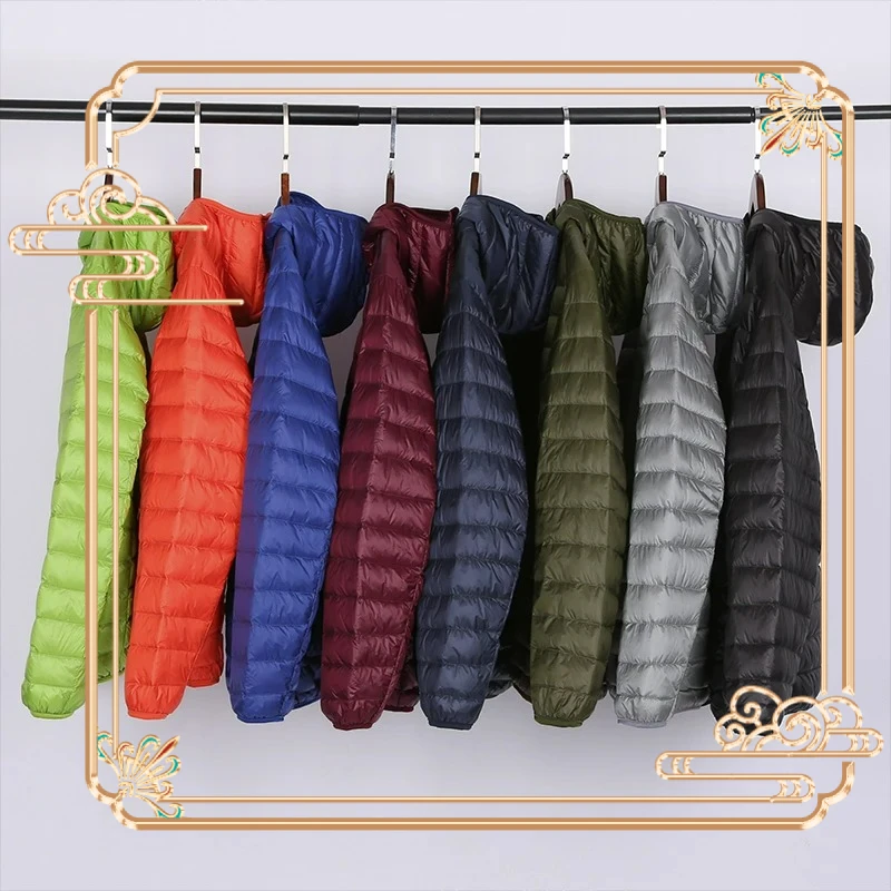 0-10℃ Men Winter Duck Down Coat Ultralight Hooded Puffy Down Jackets Male Portable Windproof Warm Parkas Men's Clothing 5xl