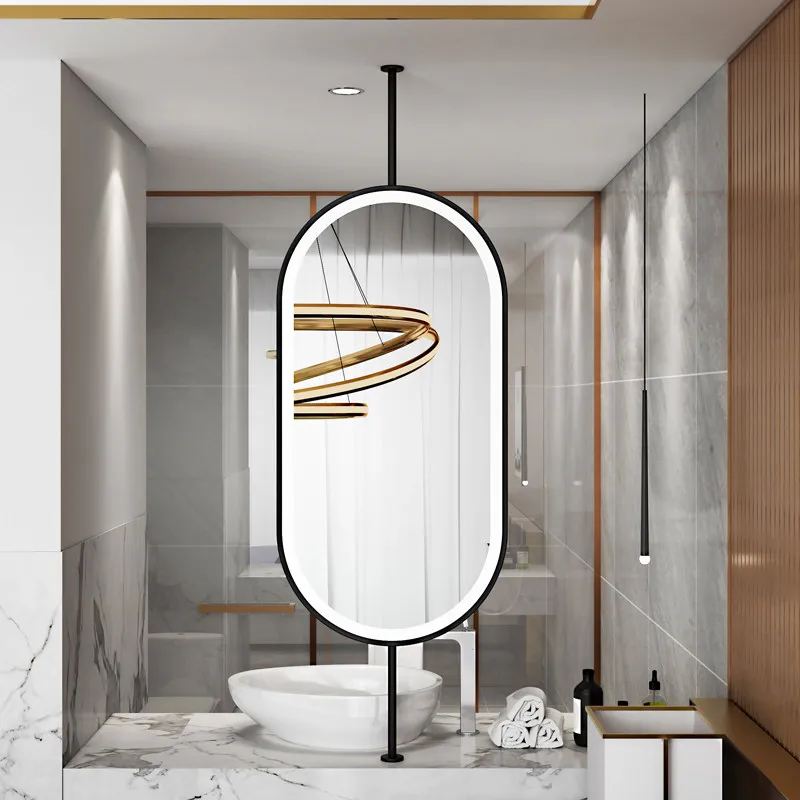 Up And Down Hanging Elliptical Ceiling Suspended Hanging Hotel Guesthouse Bathroom Mirror Bathroom Mirror Intelligent Mirror