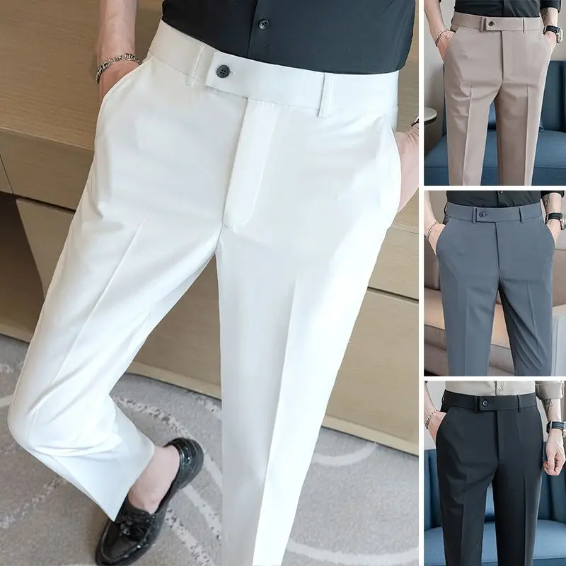 Men's Trousers Spring Autumn Thin 2026 New Business Dress Slim-fit Summer Casual Suit Brown Dress Pants Calça Social Masculina