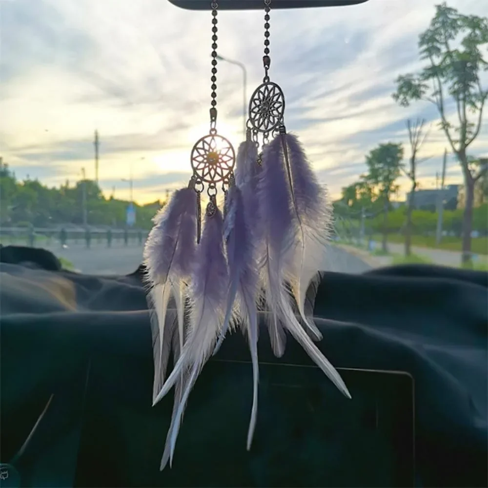 Mini attrape-plumes multi-styles pour la décoration intérieure, pendentif de voiture, miroir intérieur, porte-clés, ornements de voiture porte-bonheur, cadeaux de festival