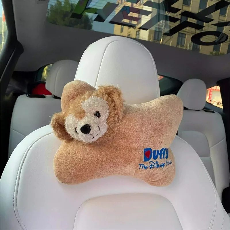 Disney Series Anime ShellieMay Duffy Plush Doll Car Neck Protection Pillow Kawaii Auto Accessories Car Decorative Headrests