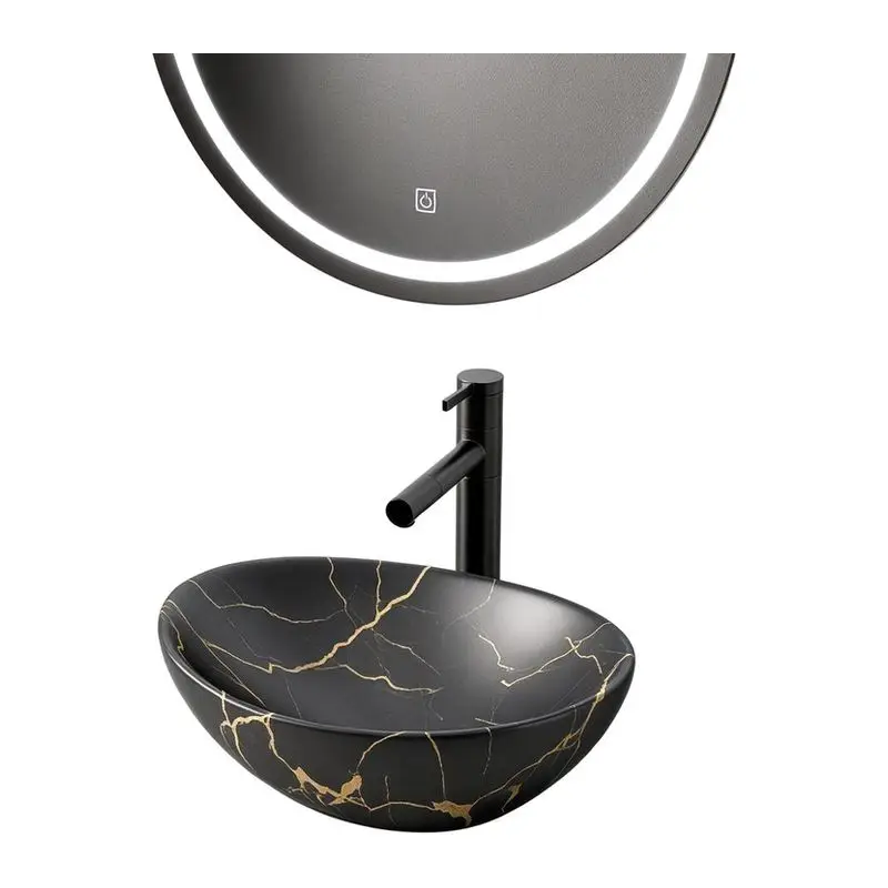 Ceramic Counter Basin Square Art Wash Basin Marble Gold Pattern Water Transfer Basin Hotel Bathroom