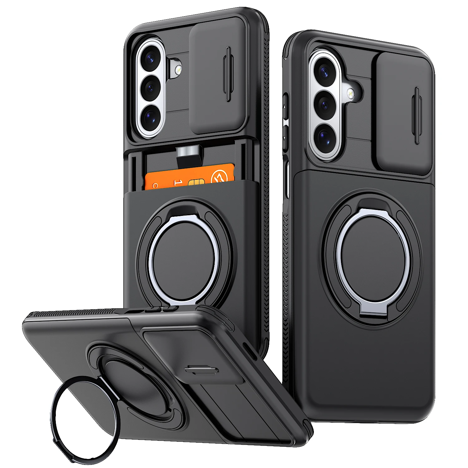 Magnetische Brieftaschenhülle für Samsung S26 S25 Plus S24 Ultra A57 A37 A27 A17 A07 A56 A36 A16 A55 mit Schiebe-Kameraschutz