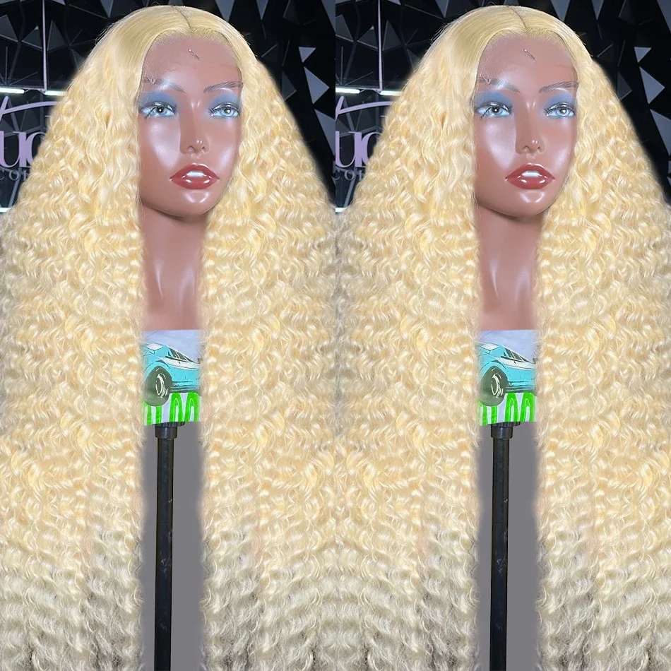 613 Deep Wave Frontal Wig 13x6 HD Water Wave Lace Front Wig 30 40 Inch Honey Blond 13x4 Blonde Lace Front Curly Human Hair Wigs