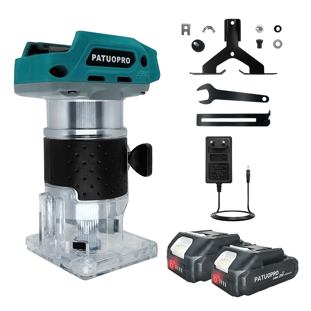 

PATUOPRO 5-speed Brushless Electric Trimmer Handheld Woodworking Tool Milling Engraving Slotting Machine For Makita 18V Battery