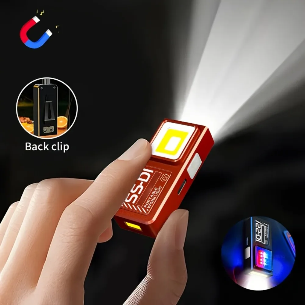 Mini COB LED Taschenlampe USB Wiederaufladbar Leistungsstarkes Arbeitslicht mit Clip Magnet Wasserdicht EDC Camping Wandern Taschenfackel