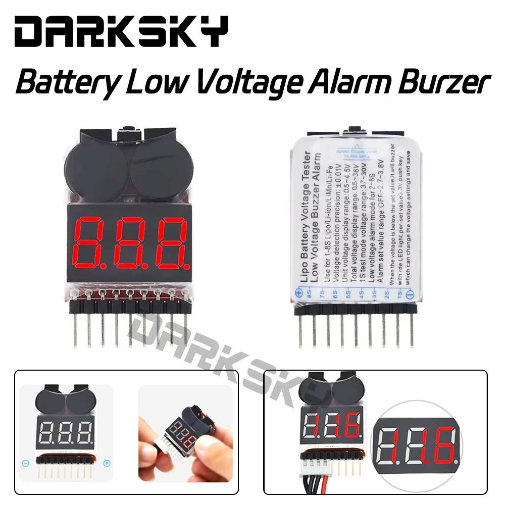 

RC дисплей напряжения аккумулятор низкий сигнал тревоги зуммер BB 1S-8S метр тестер Lipo монитор батареи для радиоуправляемого автомобиля дрон вертолет