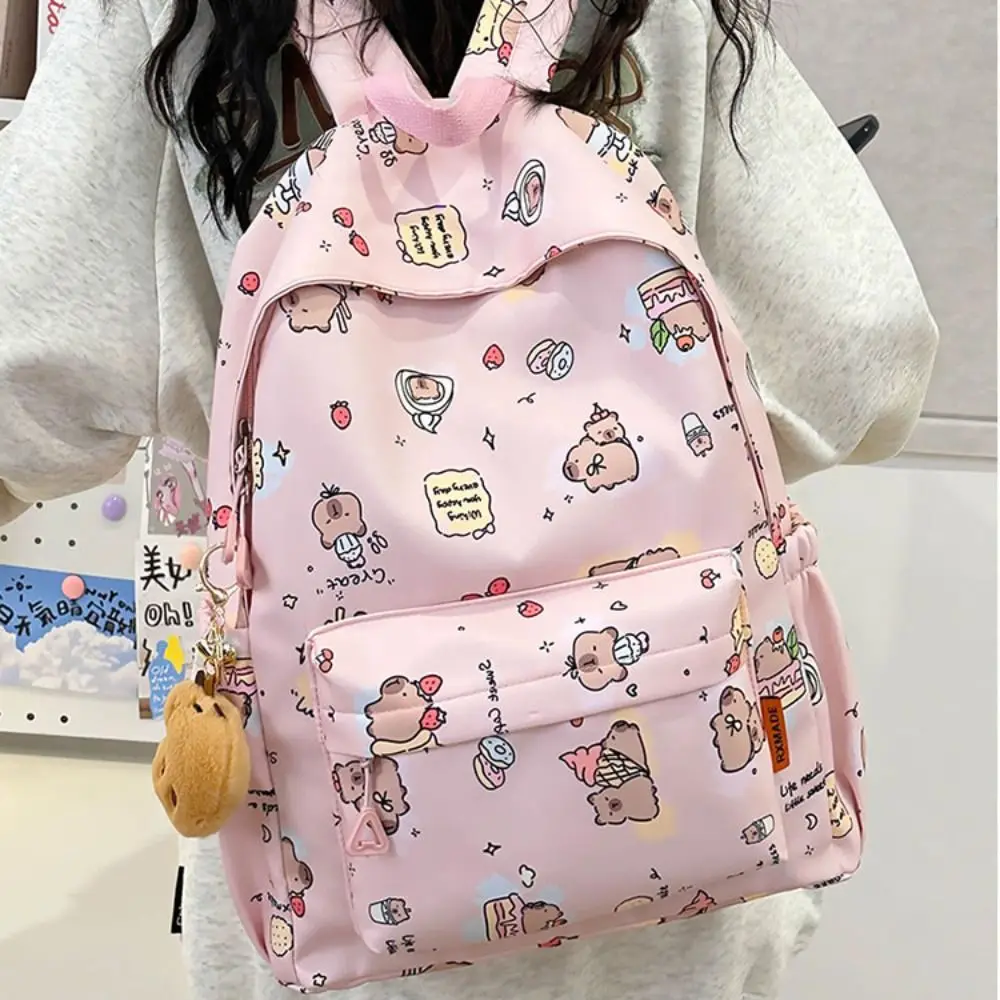 New Simple Capybara Backpack Cartoon Large Capacity School Bags Pattern Shoulder Bags Teenagers