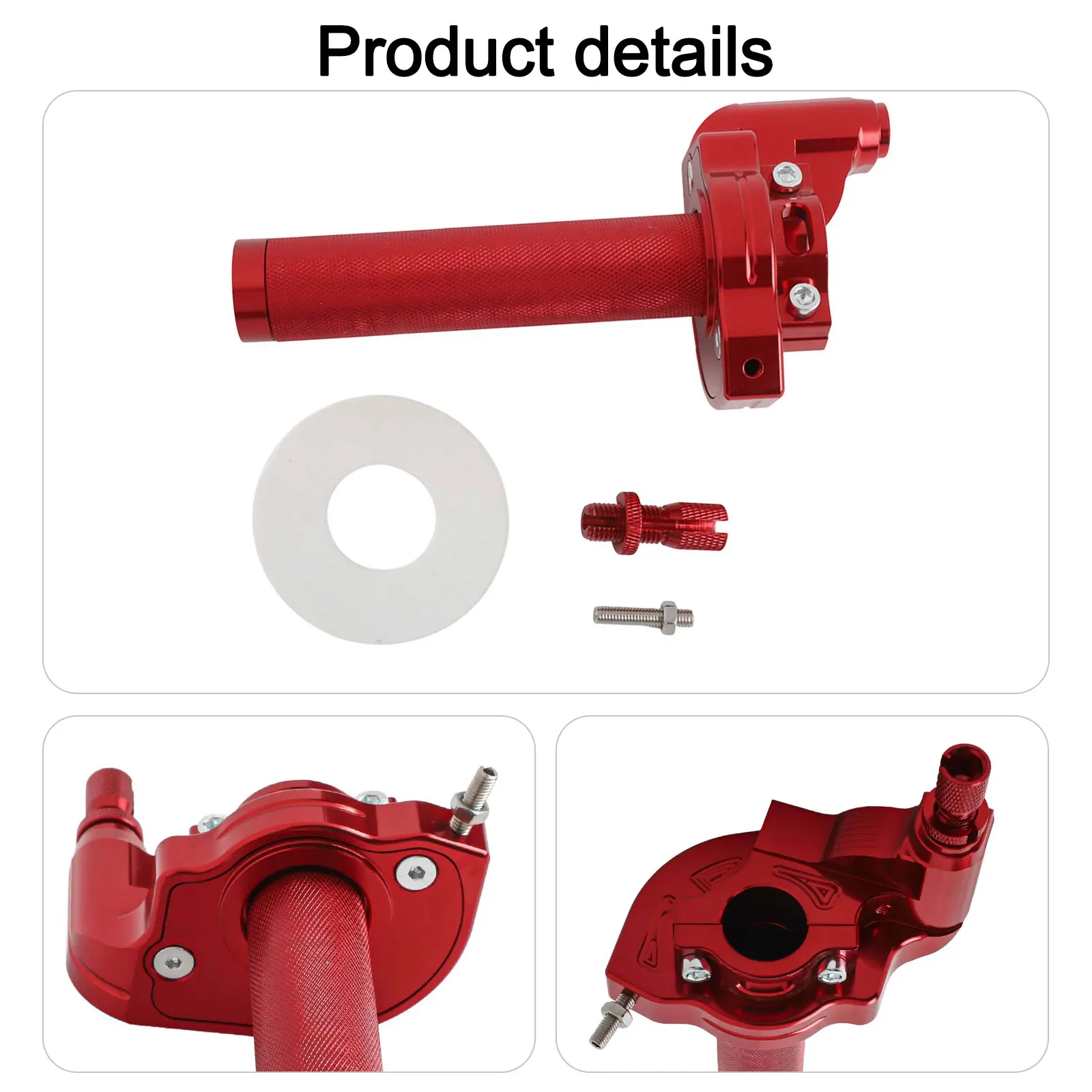 Adjustable CNC Aluminum Throttle Grip with Quick Twister Cable Compatible with Most Motorcycles Anodized Finish