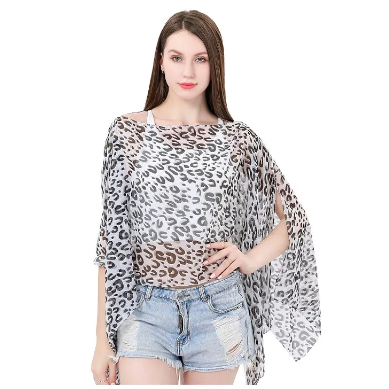 2022 New leopard Print Women Sunscreen Shawl Printed Imitation Silk Scarf Shawl  Summer Shawl Poncho Capes Pink