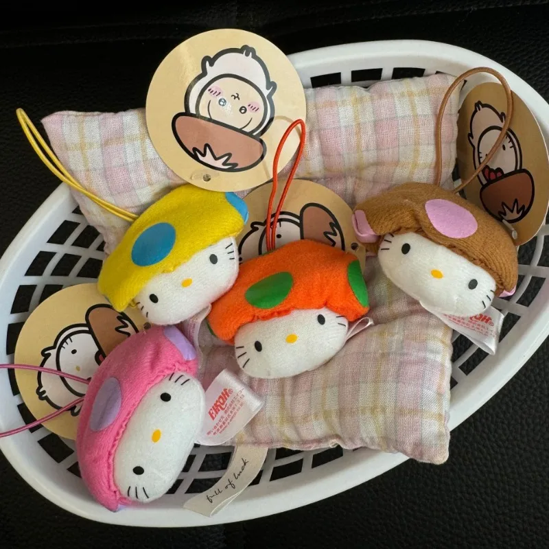 

Medium Mushroom Head Hellokittys Kawaii Bag Pendant Plush Doll Keychain Cartoon Sanrios Girls Doll Accessories Accessories Gift