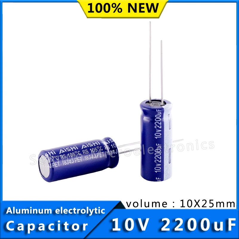 

10pcs 10V 2200UF 10x25 Low ESR Aluminum Electrolytic Capacitors 2200uf 10V High Frequency Low Resistance Electrolytic Capacitors