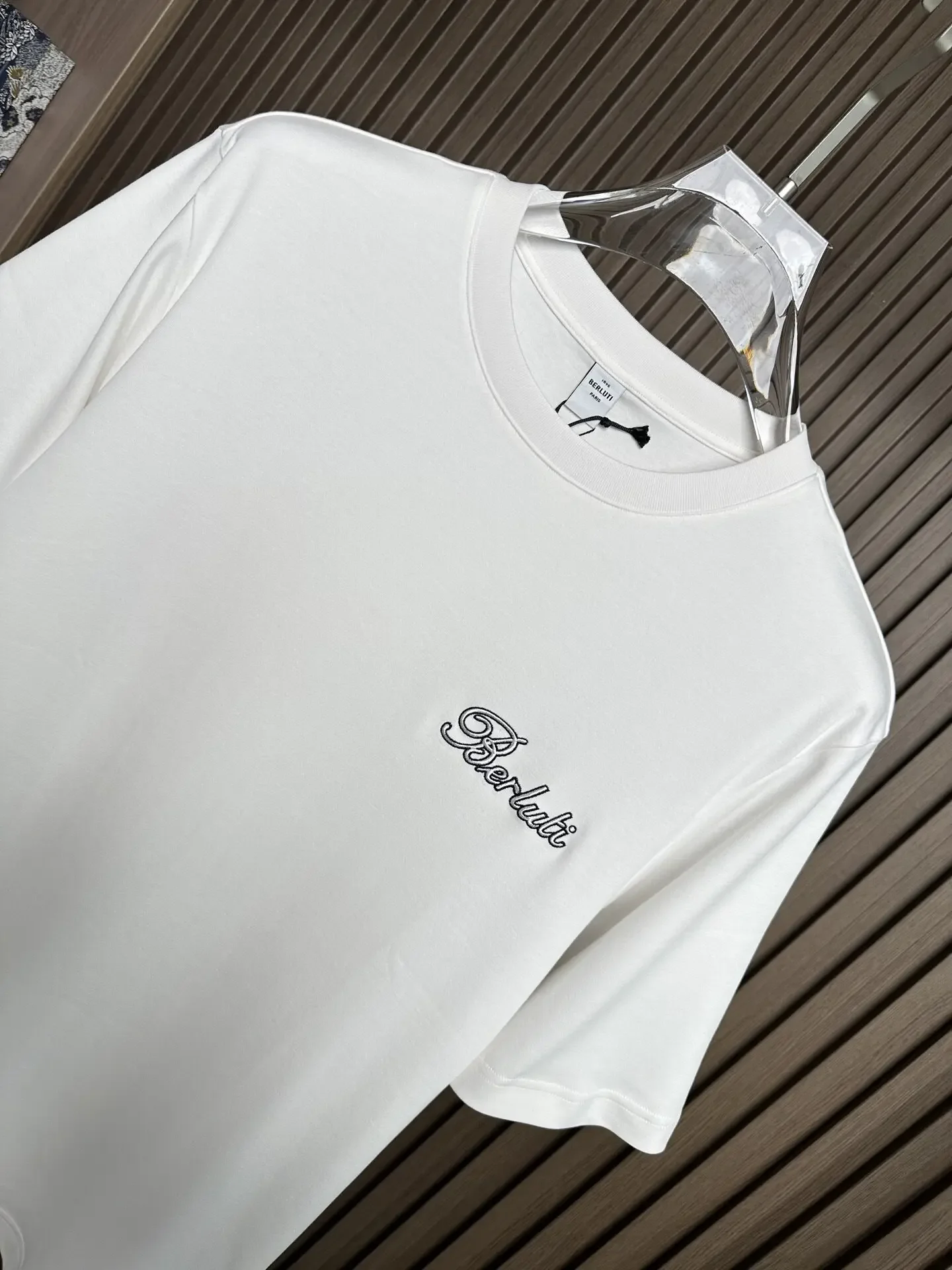 Bri letter embroidery casual old money wind pure cotton round neck short-sleeved T-shirt