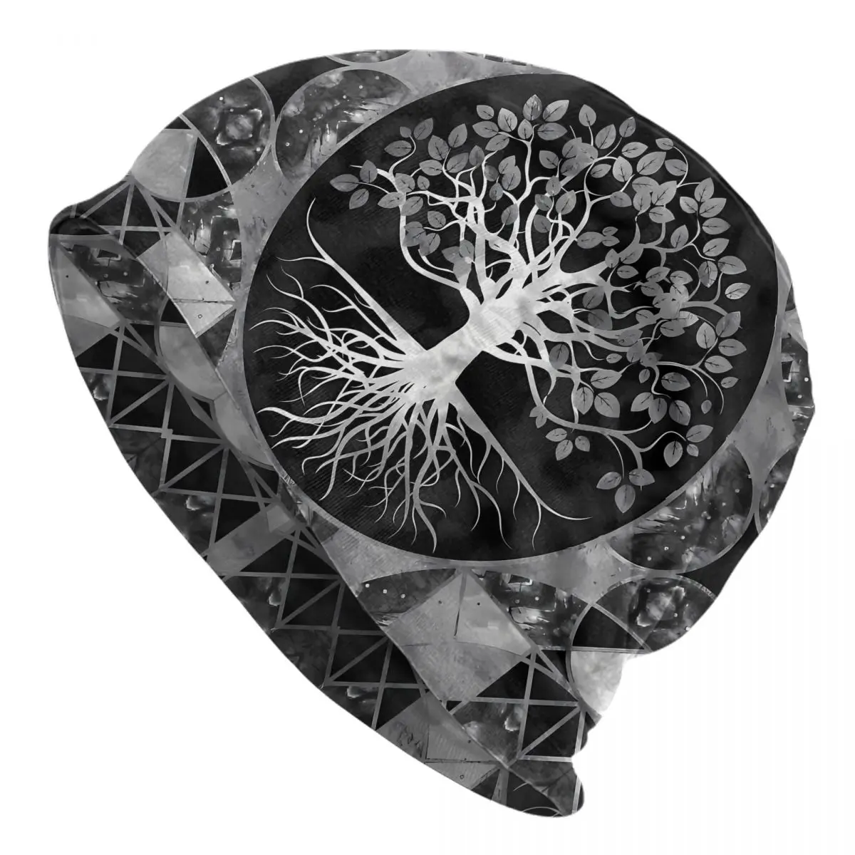 Gray Scale Viking Gemstone Tree of Life Yggdrasil Beanies Caps Hat Fashion Bonnet Hats Men