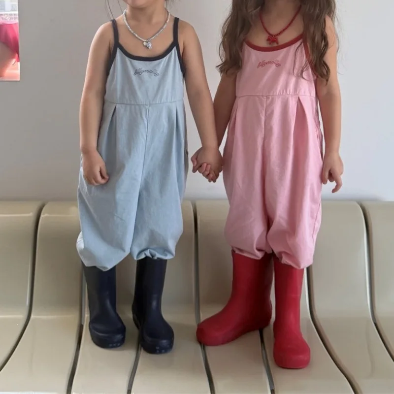 2026 Summer New Children Loose Playsuit Fashion Boys Girls Cotton Overalls Kids Jumpsuit Baby Sling Pants Toddler Harem Pants