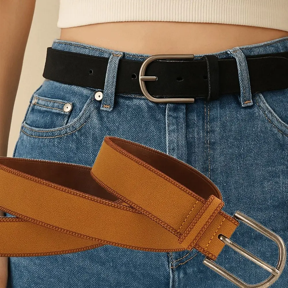 أزياء بو الجلود الجلد المدبوغ حزام دبوس مشبك الرجعية متجمد حزام الخصر تصميم فاخر بسيط تنوعا حزام للنساء