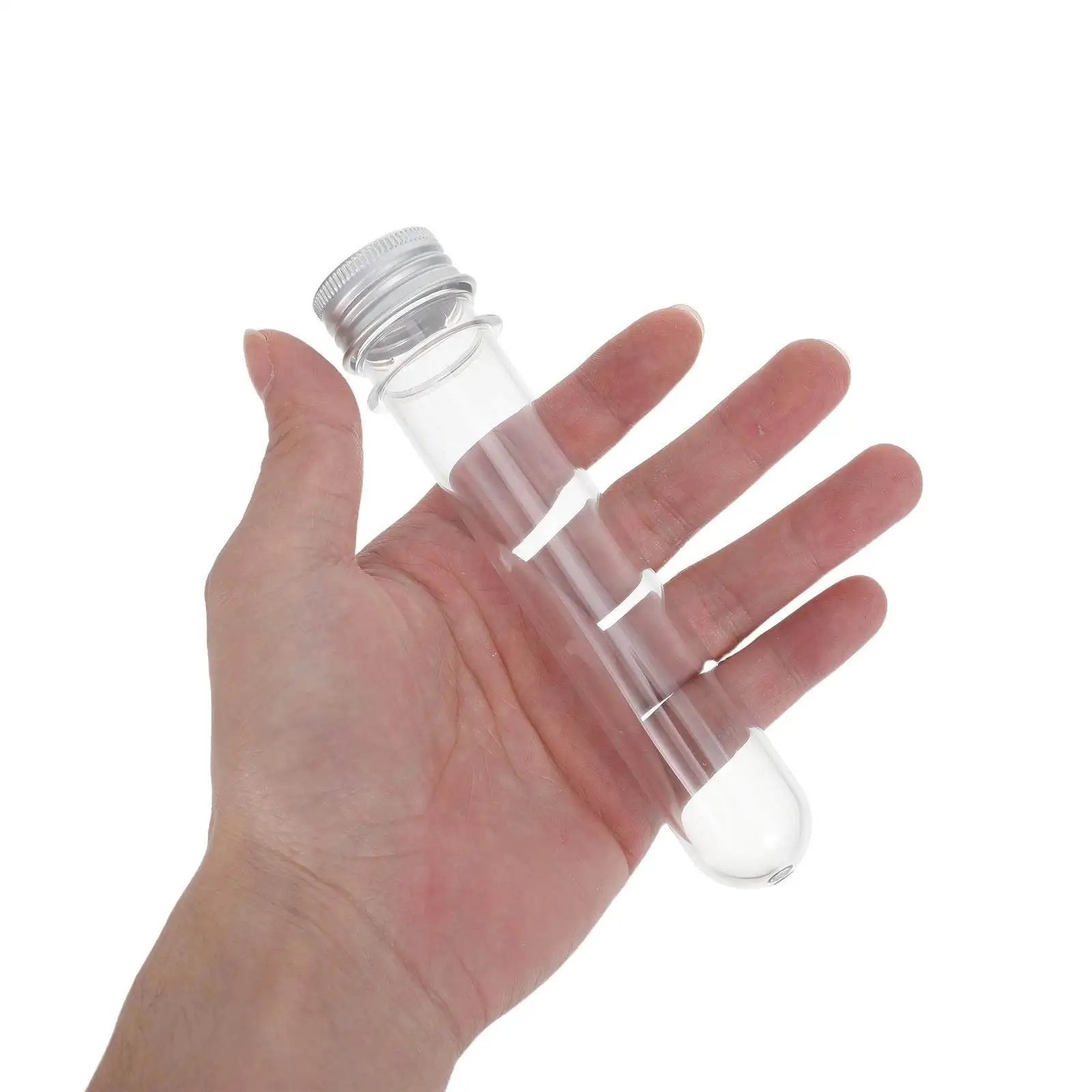 

30Pcs Transparent Plastic Test Tubes with Aluminum Screw Caps 45Ml Clear Cylindrical Lab Specimen Tubes for Plant Propagation