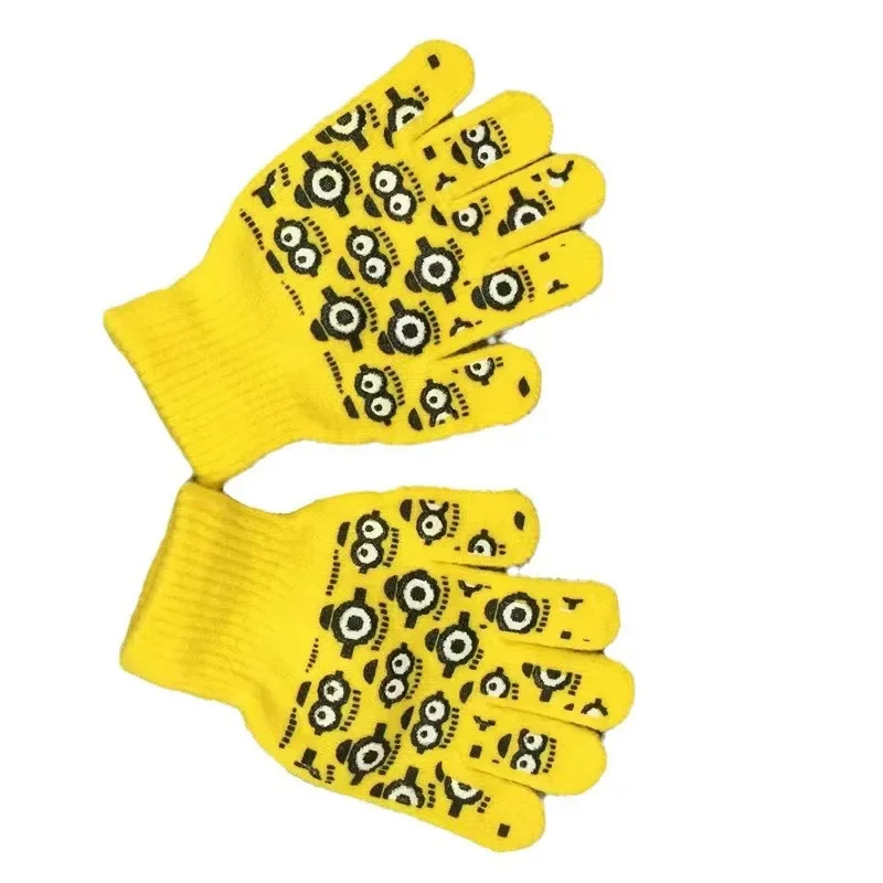 Minions Berretto per bambini Cappelli per bambini in maglia Berretto invernale Guanti Set Cappelli caldi autunno inverno per bambini Ragazzo Ragazza Cappellini lavorati a maglia per cartoni animati