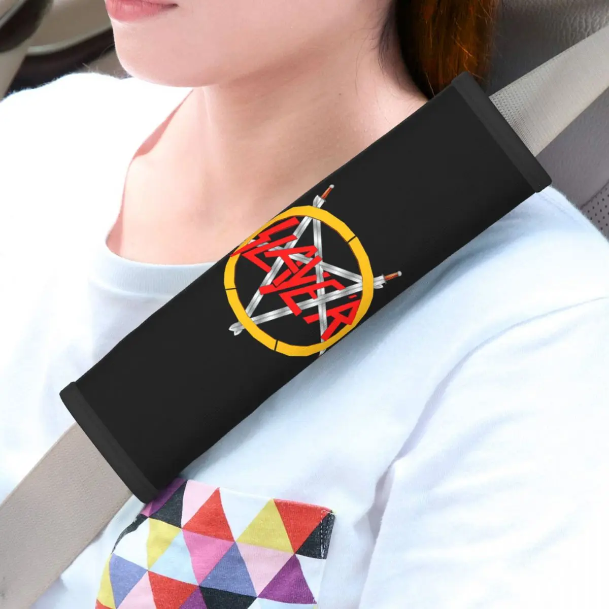 Custom Heavy Metal Rock Slayers Logo Seat Belt Cover Pad 2 Pack Auto Seatbelt Shoulder Strap Cover