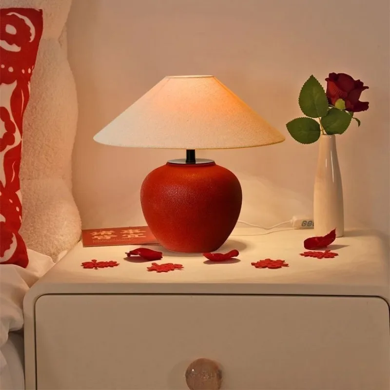 Japanese Wabi Sabi Style Pottery Jar Floor Lamp Medieval Retro Study Bedroom Indoor LED Table Lighting Luminaira Tea Zen Room