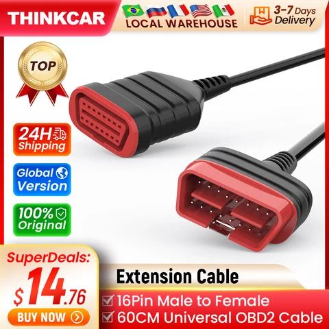THINKCAR ThinkDiag удлинительный кабель 60 см автомобильный OBD2 диагностический кабель 16-контактный разъем «папа-мама» аксессуары для автоматической диагностики линии