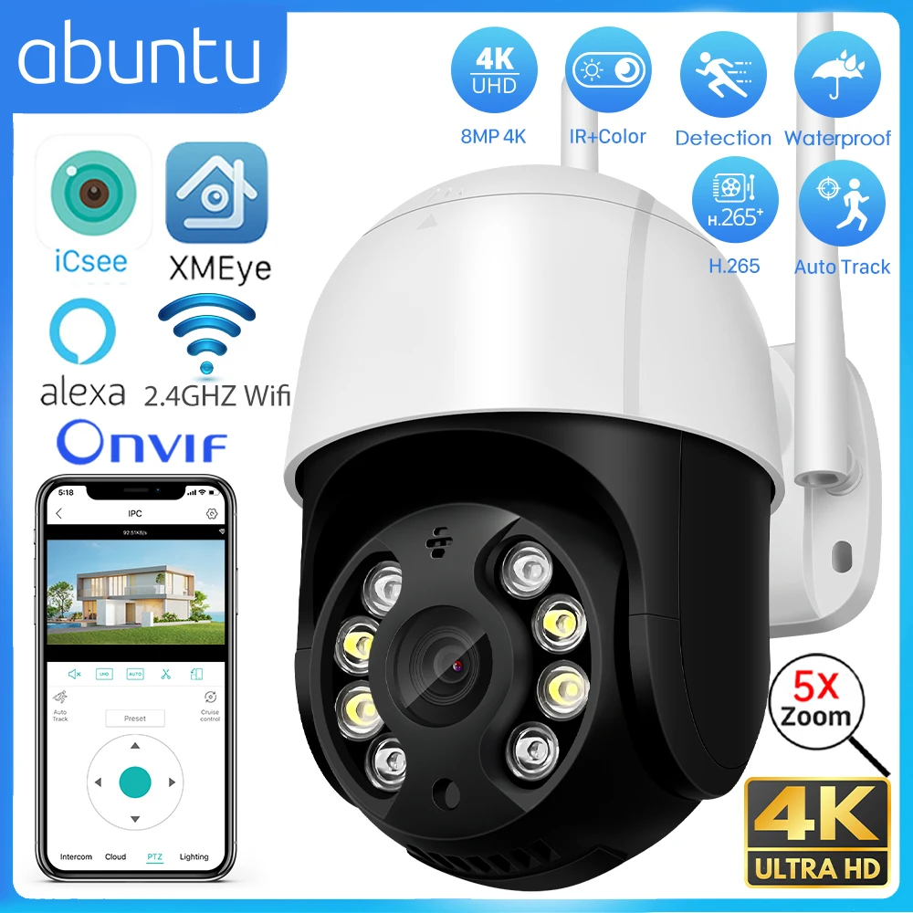 

8MP 4K Wifi IP Camera PTZ Auto Tracking 4MP 2MP CCTV Surveillance Camera Outdoor Wireless Security Camera IR Night Vision ICSEE