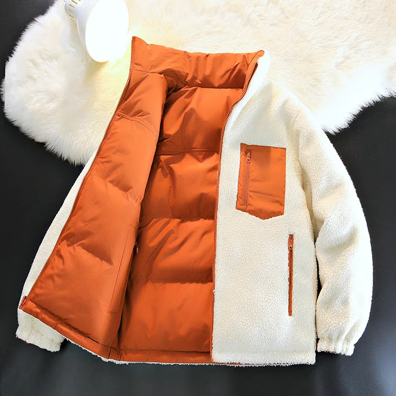 OIMG Winter new double-sided lamb wool cotton coat fashion warm couples men women's top