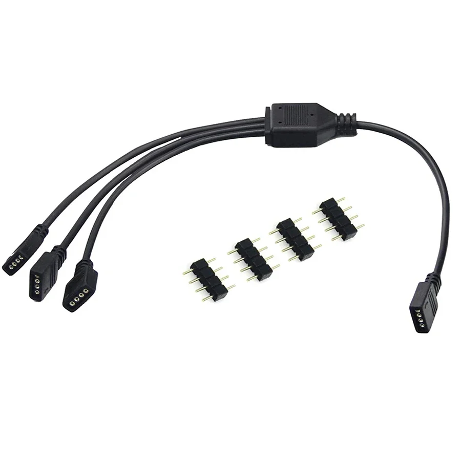 4-poliger RGB-LED-Streifen-Stecker 1 zu 1 2 3 4 5 Stecker Stromverteilerkabel 4-poliger Nadel-Buchsenstecker Kabel für RGB-LED-Streifen