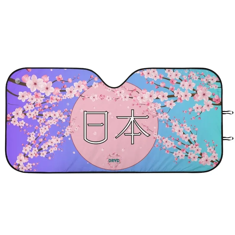 Sakura Cherry Blossom Car Sunshade Japanese Inspired JDM Car Sunshade Japanese Cherries Gradient Rainbow JDM Design Japanese Sun