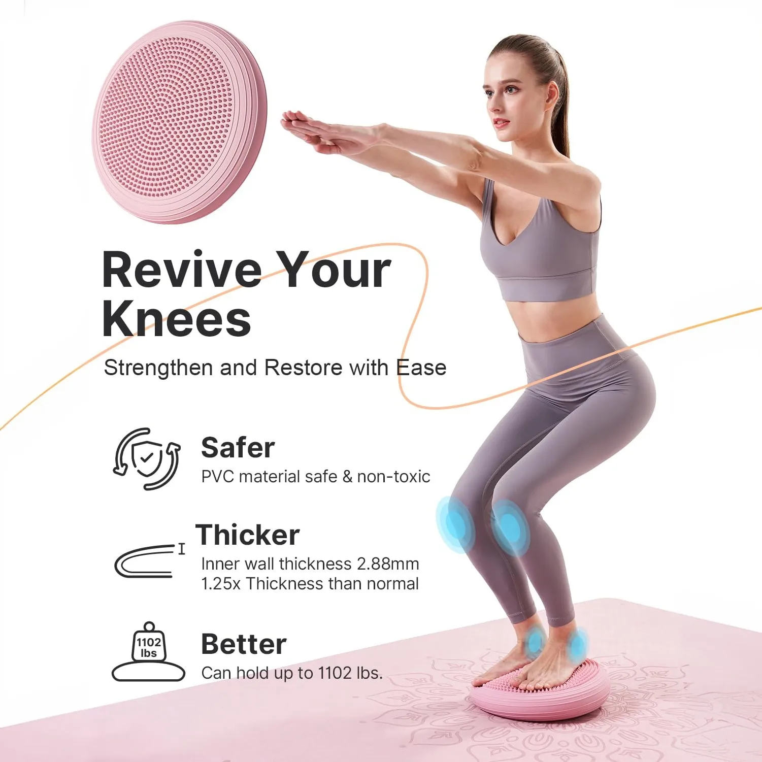 Balance Pads for Physical PVC Yoga Balance Pad with Air Pump Wobble Balance Cushion Board Inflatable Massage Wiggle Seat