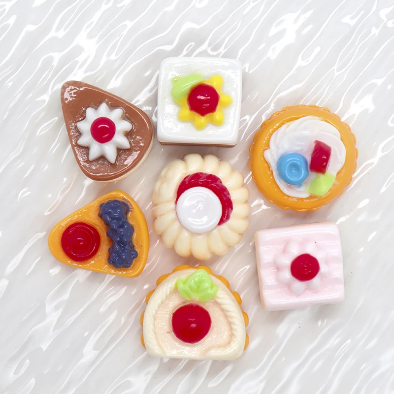 30pcs Cute 3D Strawberry Bread Cabochons Cake Resin Charms Dollhouse Handmade Ornament DIY Keychains Accessories