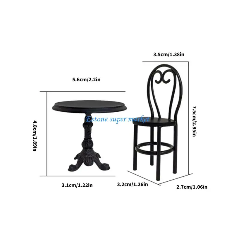 090B Nordic Metal Kids Pretend Play Kitchen Set Miniature Dining Table Chair Playset For Imaginative Creative Development view 6