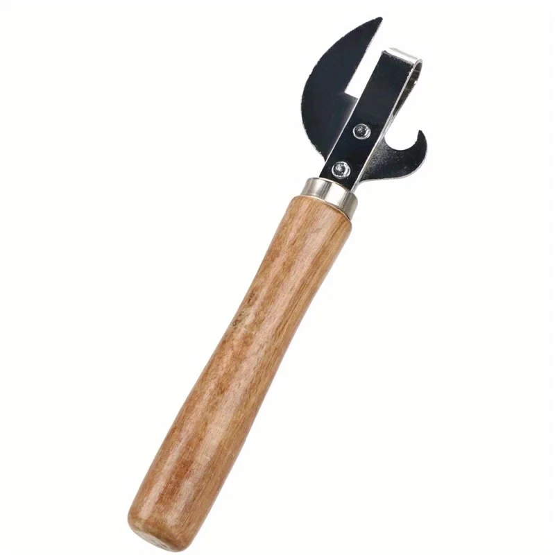 Easy Grip Premium Can Opener with Wooden Handle | Safe Manual Jar & Bottle Opener for Kitchen, Restaurants, and Bars view 2