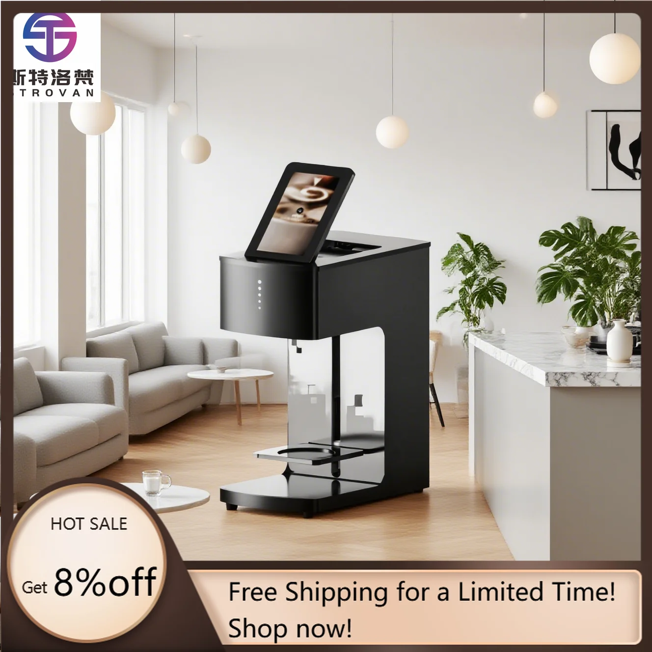 STLF JW لـ EVEBOT 2019 طابعة قهوة صغيرة سيلفي أوتوماتيكية ثلاثية الأبعاد WIFI ماكينة نفث الحبر لكابتشينو شاي الحليب البسكويت USB