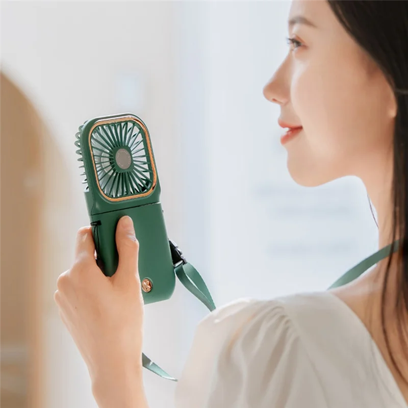 Ventilador dobrável ao ar livre mini ventilador de pescoço portátil carregando tesouro dois-em-um portátil pequeno ventilador elétrico presente