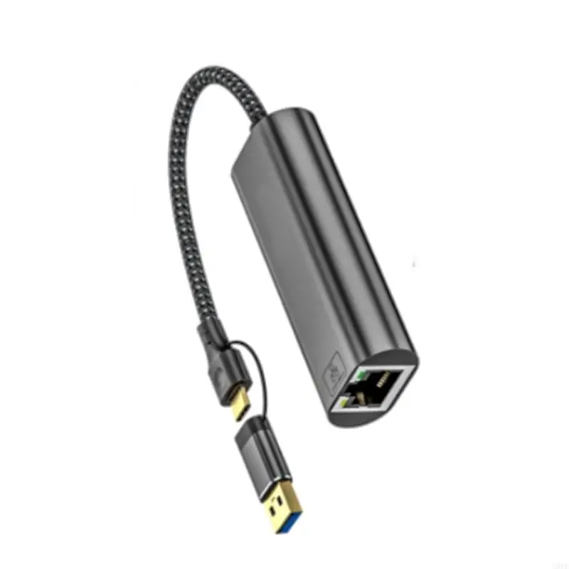 Bộ chuyển đổi USB + Loại C sang Ethernet G8DF Bộ chuyển đổi mạng Gigabit USB C sang RJ45 2.5Gbps