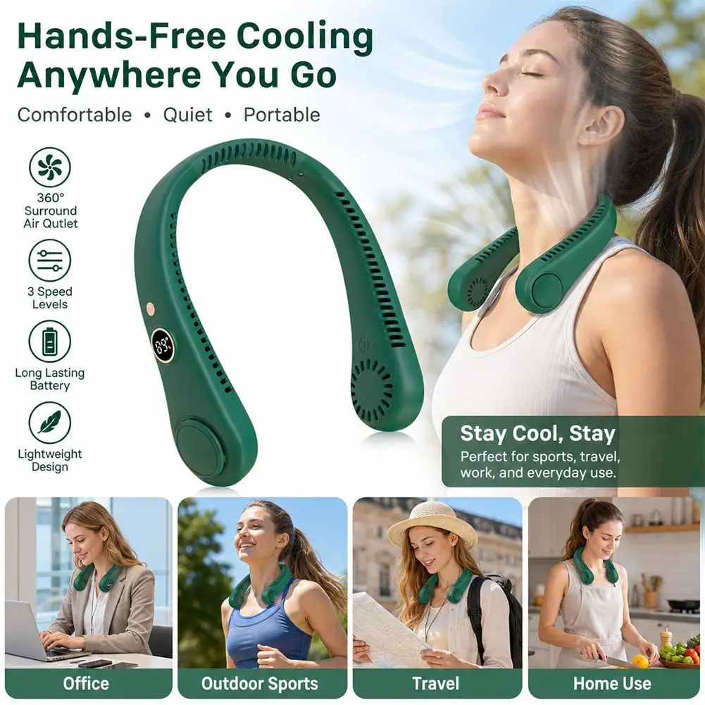 Tragbarer Nackenventilator Turbo für Outdoor-Aktivitäten, Kleines Sommergeschenk, Bequemer Hängeventilator für unterwegs – Detail 7
