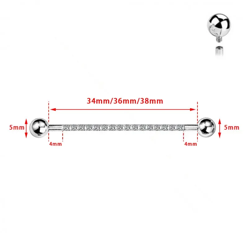 F136 Implant Grade Titanium 14G Internal Thread Industrial Barbell Piercing 38mm Bar for Upper Ear Cartilage for Men and Women