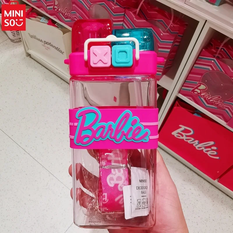 Miniso Barbie Daylight Shine Series 520ml Punk Double Drink Tritan Cup Portable Strap Large Capacity Water Cup Outdoor Gifts