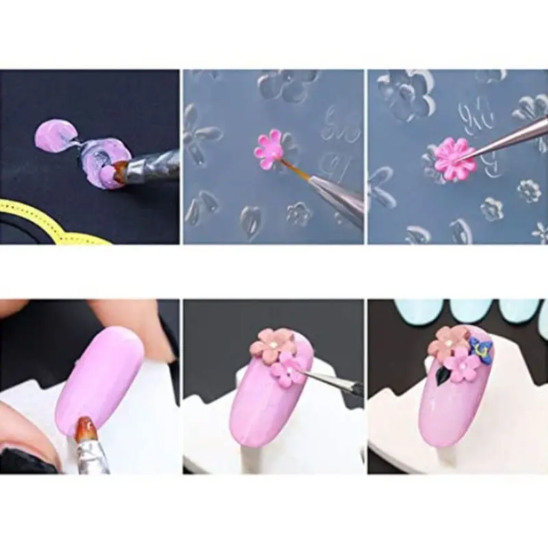 Zb91 12 peças mini molde silicone para arte unhas, folhas, flores, animais, ferramentas gel acrílico, molde resina,