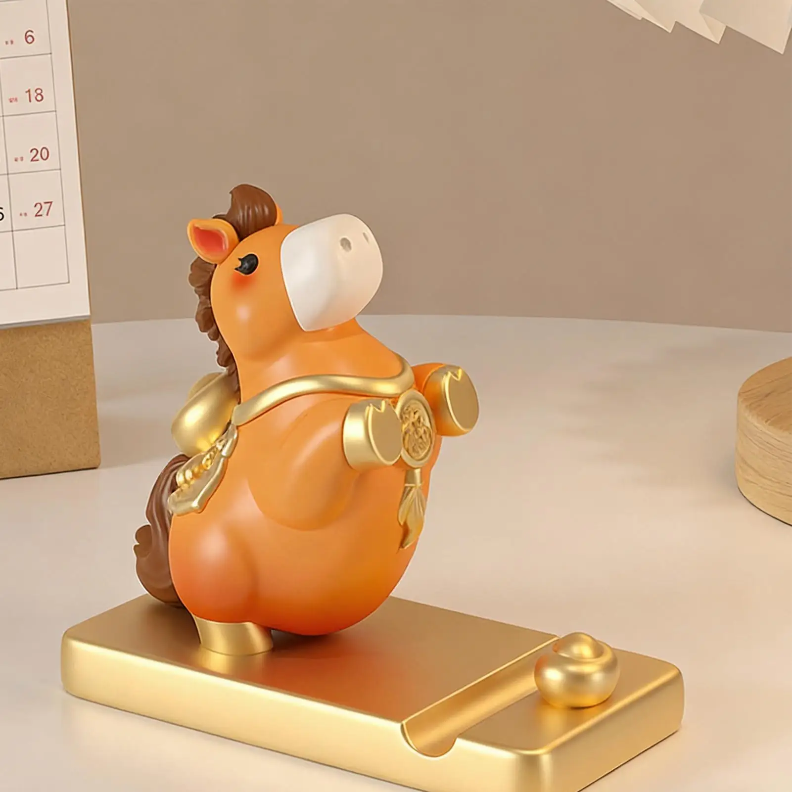 Horse Shape Design Phone Holder Instant Wealth Phone Stand Horse Zodiacs Desktop Decoration Horse Statue Desktop Ornaments