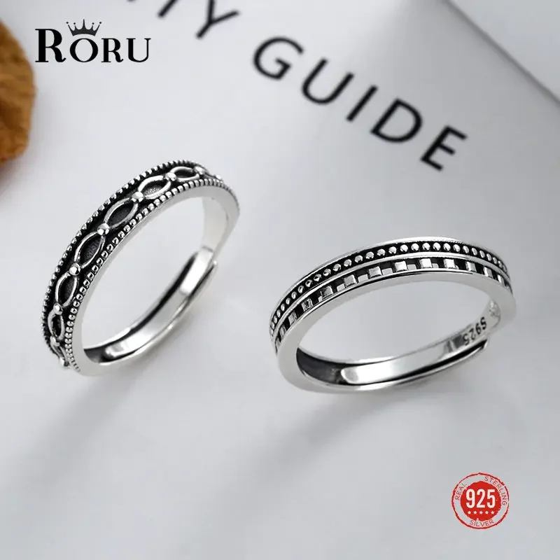 Fashion Ring Female 925 Sterling Silver Personality Polka Dot Line Index Finger Ring Retro Open Mouth Ring