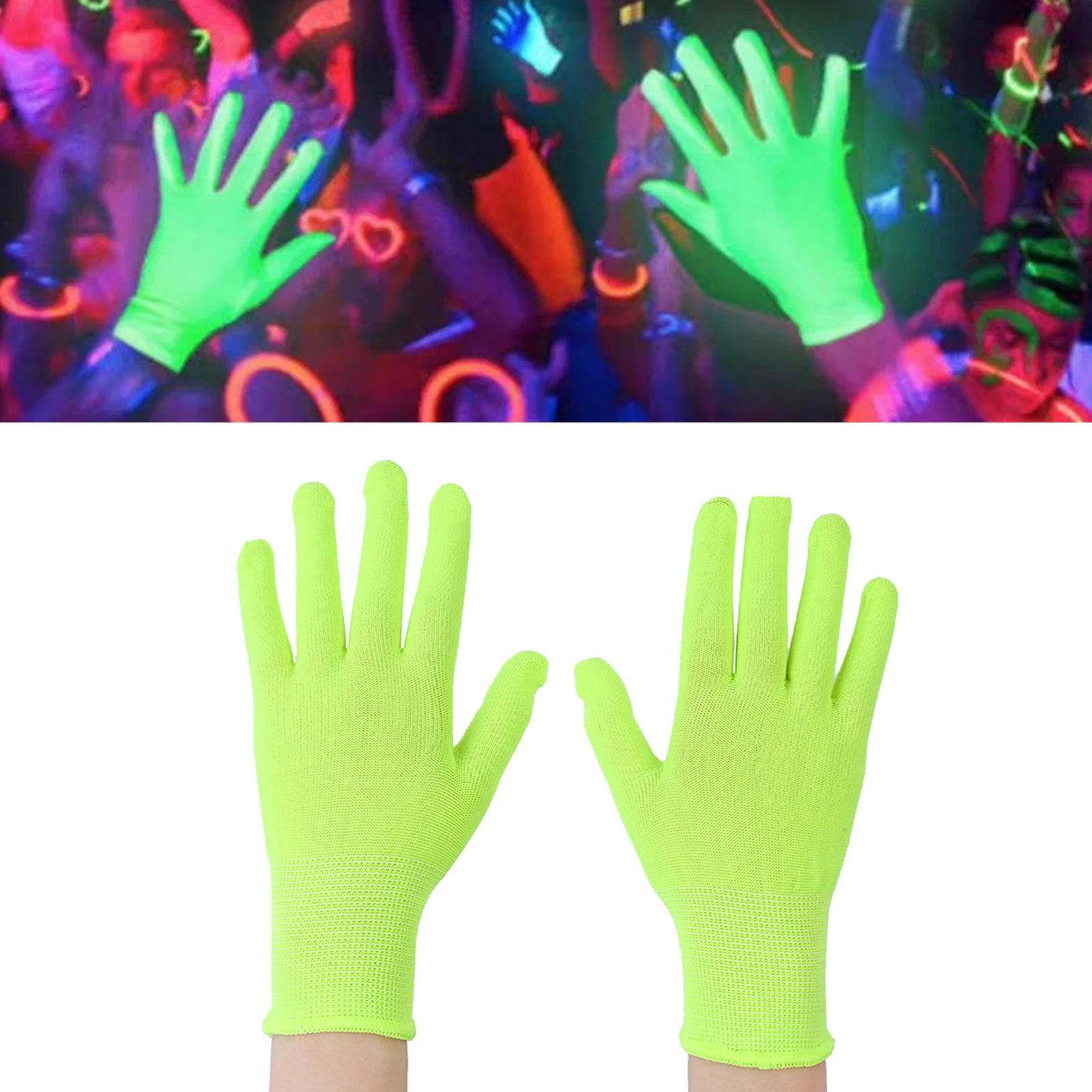 

Party Fluorescent Gloves Glow Glow Glowing In The UV Bar Atmosphere Props Black Light Party Green Gloves