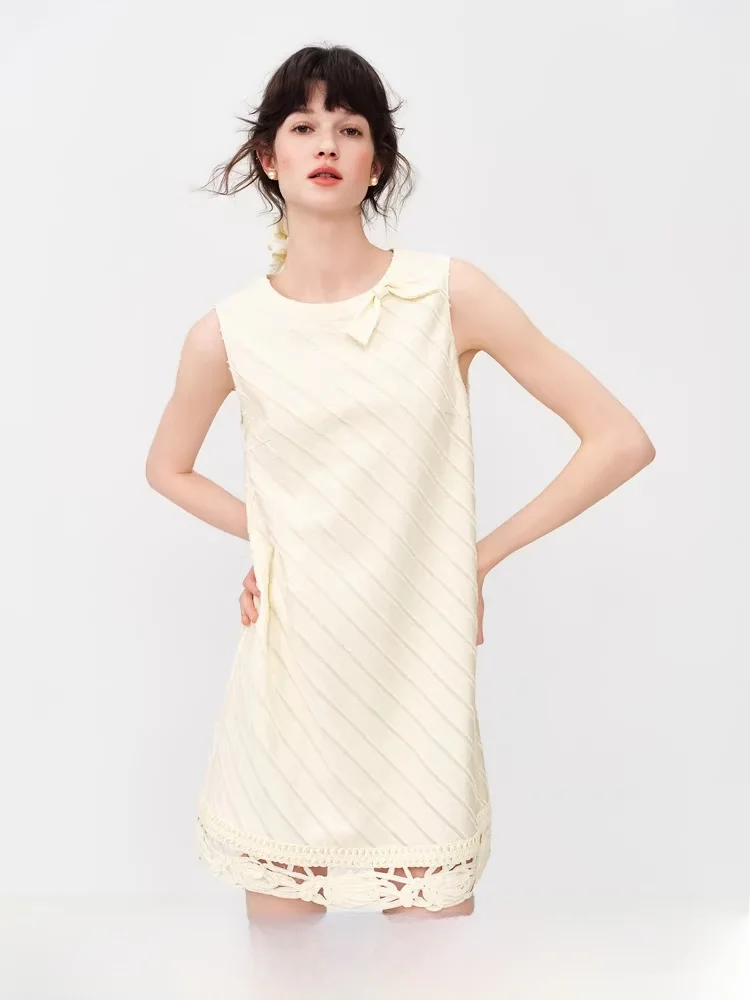 

Vanan Summer New Sle A-Line Lace Svel Knot Dr Women's Sweet Loose Waist Polyester Cotton Blend Dr