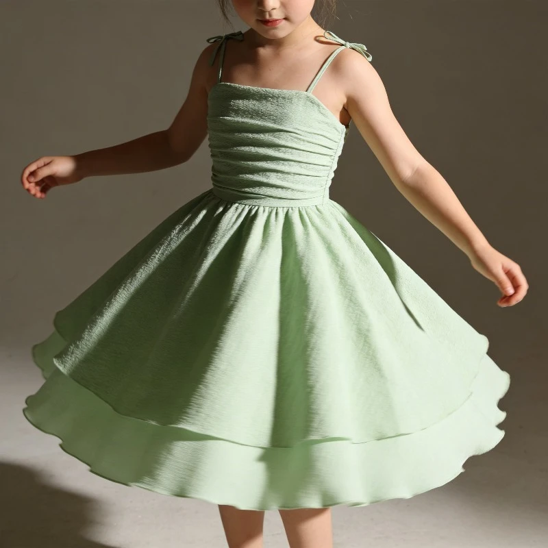 

Western Style Dress Up Girls Summer Sweet Princess Dress with Bow Strap for Birthday Theme Party Daily Clothing