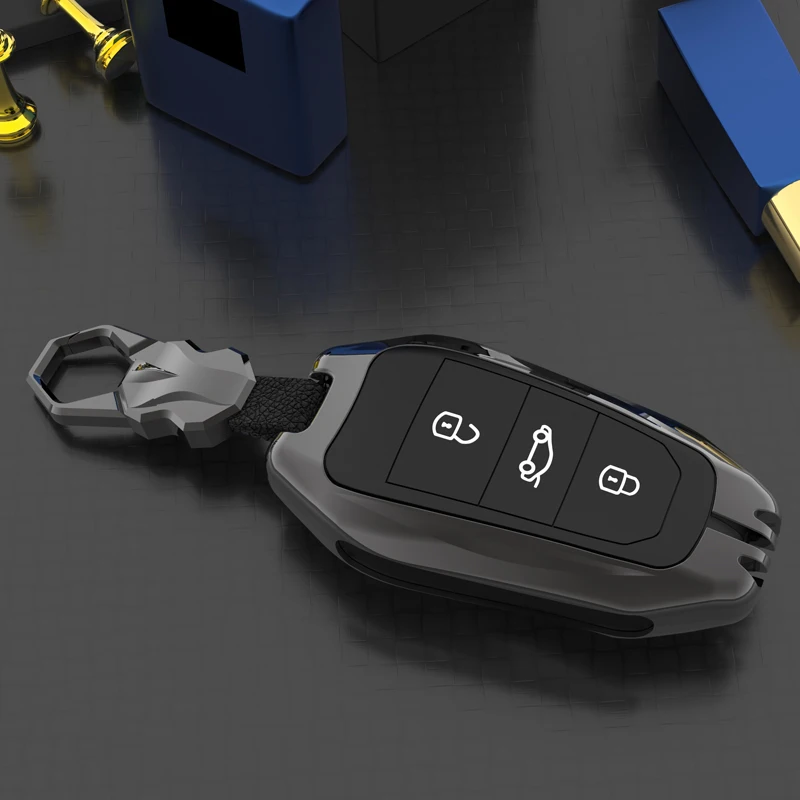Zine Alloy Leather Car Key Case Shell Cover For Peugeot 308 408 508 2008 3008 4008 5008 Citroen C4L C6 C3-XR Picasso DS3 DS4 DS5