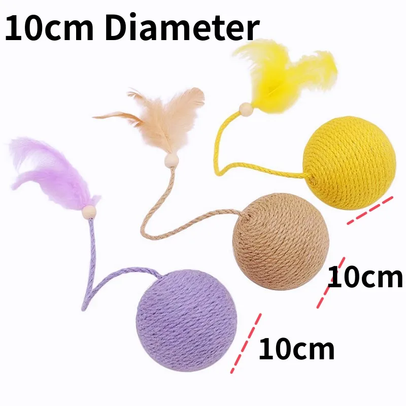 Juguetes para gatos bolas de plumas y cuerdas interactivas resistentes